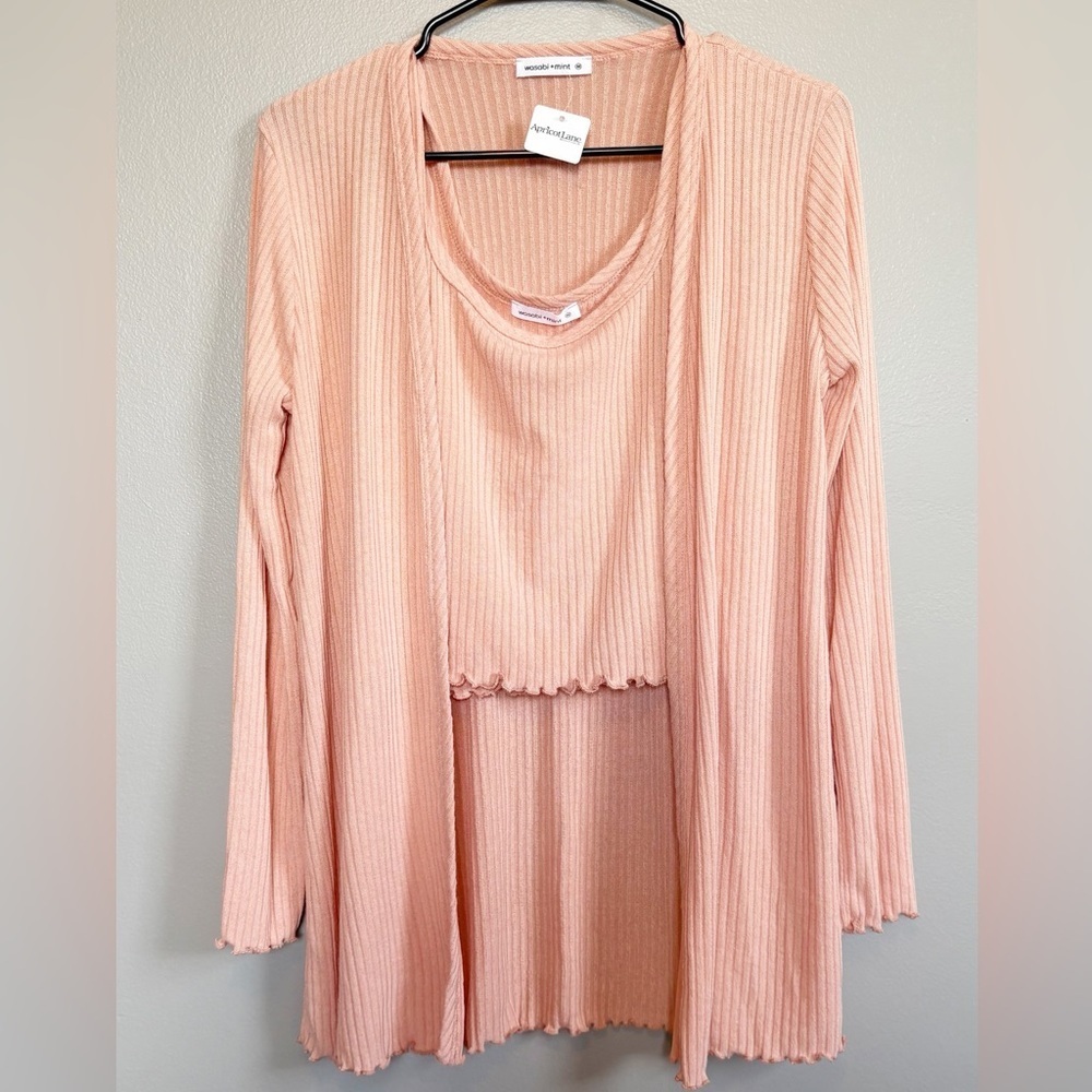 Apricot Lane Wasabi + Mint Women’s Camisole Cardigan Set NWT Size M